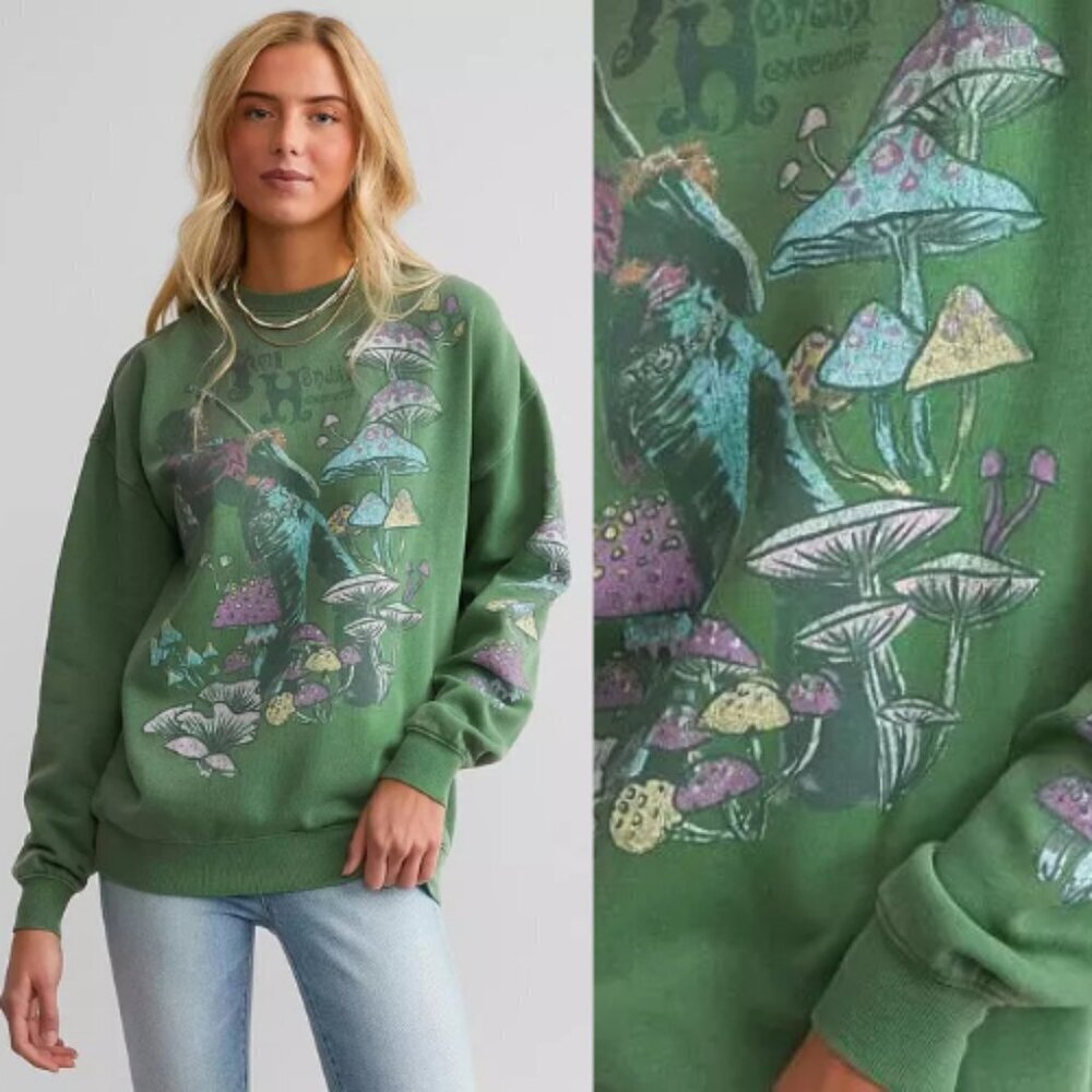 Goodie two sleeves Jimi Hendrix Oversized Pullover green sweatshirt 26811
